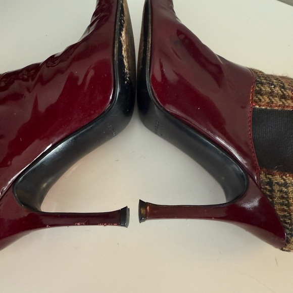 Dolce & Gabbana Burgundy and Plaid Heeled Boots - Picture 3 of 10
